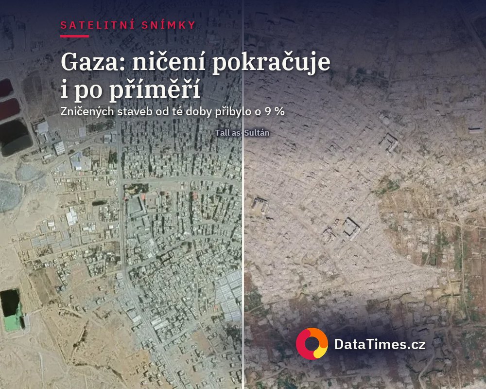 Mapy ukazují, jak se proměnila Gaza: celé čtvrti zmizely, na jejich místě stojí stany