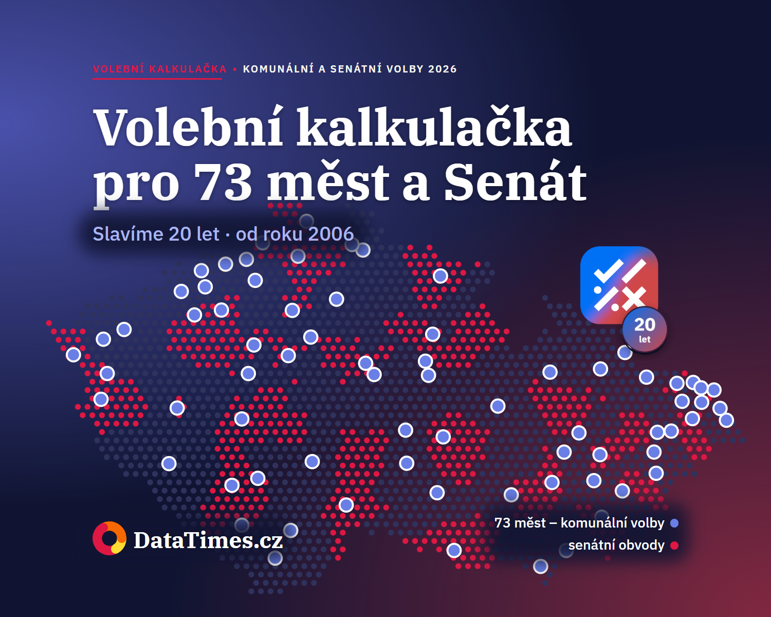 Volební kalkulačka slaví 20 let. Letos pro 73 měst a senátní obvody