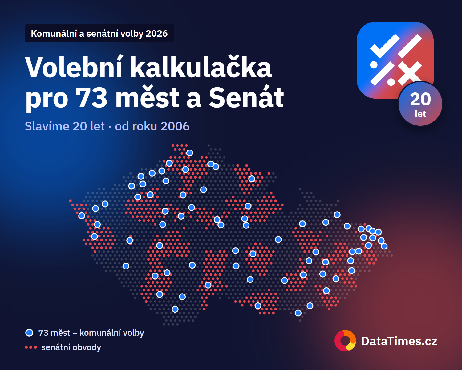 Volební kalkulačka slaví 20 let. Letos pro 73 měst a senátní obvody